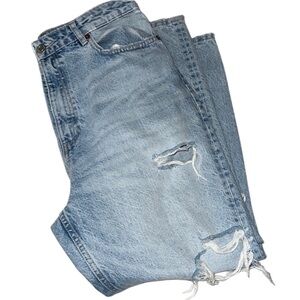 ZARA Womens Light Blue Distressed Jeans Size 14